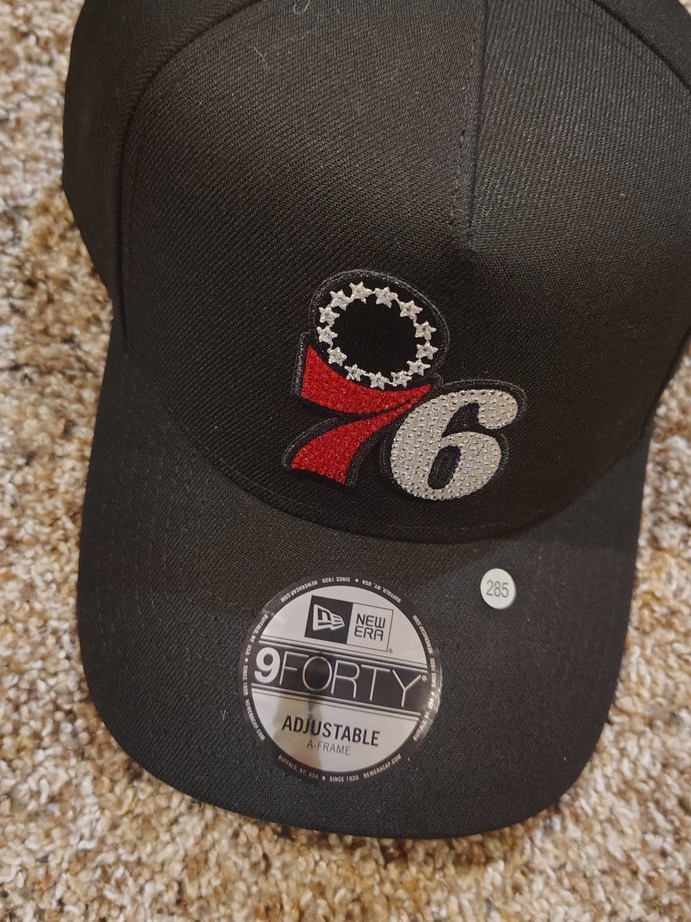 New Era Draft 9FORTY Black Adjustable Cap with Red & White 76 Patch